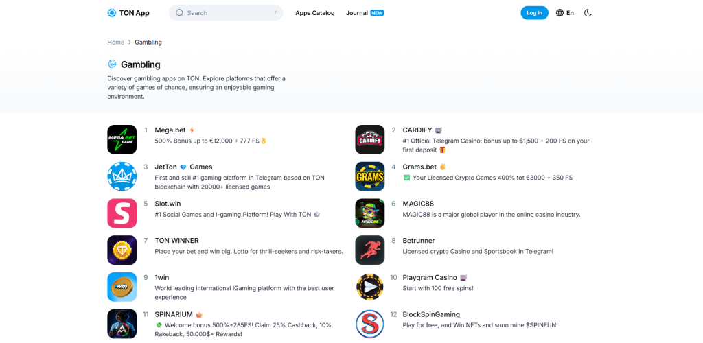 TON-native Gambling Apps Ecosystem